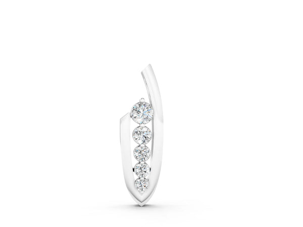 White gold Channel Set Round Diamond Pendant with Bar Prong Setting