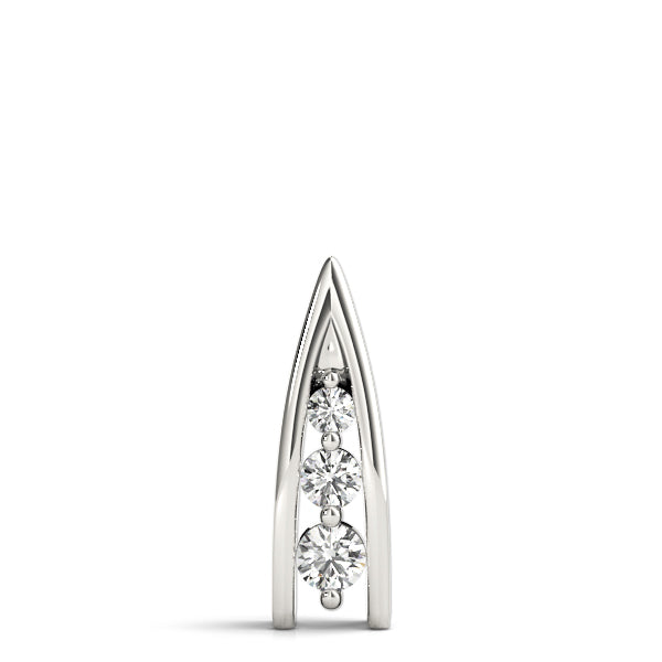 Silver Channel Set Round Diamond Prong Pendant