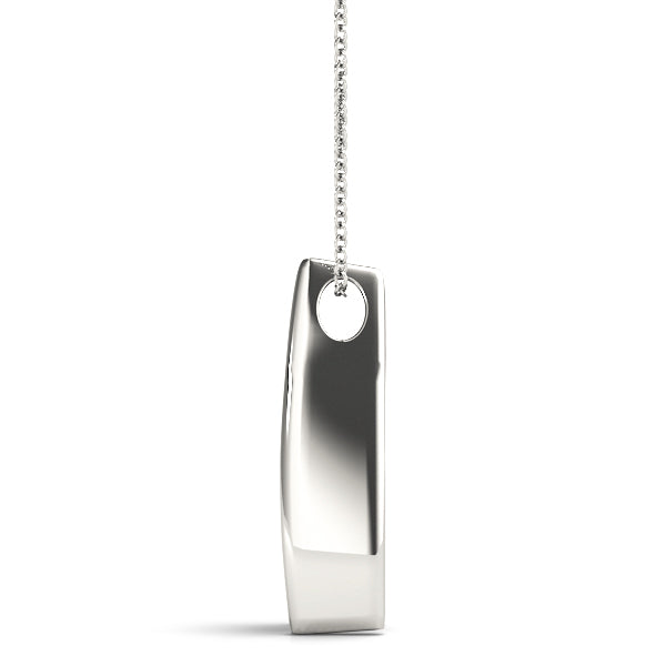 Silver Channel Set Round Diamond Prong Pendant
