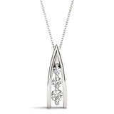 White gold Channel Set Round Diamond Prong Pendant