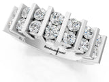 White gold Channel Set Round Diamond Step Band with Bar Prong Setting_13