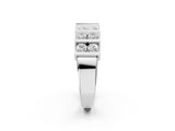 White gold Channel Set Round Diamond Step Band with Bar Prong Setting_14