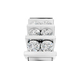 White gold Channel Set Round Diamond Step Band with Bar Prong Setting_17