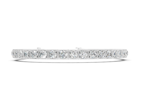 Silver Channel Set Round Diamond Tennis Bracelet with Four-Prong Setting