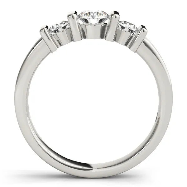 White gold Channel Set Round Diamond Trio Bar Prong Ring