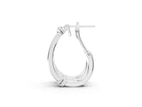Silver 3.20 Carat E VS Channel-Set Round Diamond Two-Tone Hoop Earrings with Claw Prong Setting