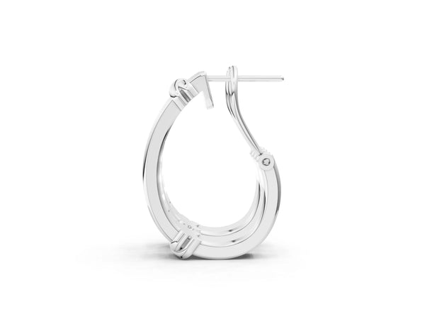 White gold Channel-Set Round Diamond Two-Tone Hoop Earrings with Claw Prong Setting
