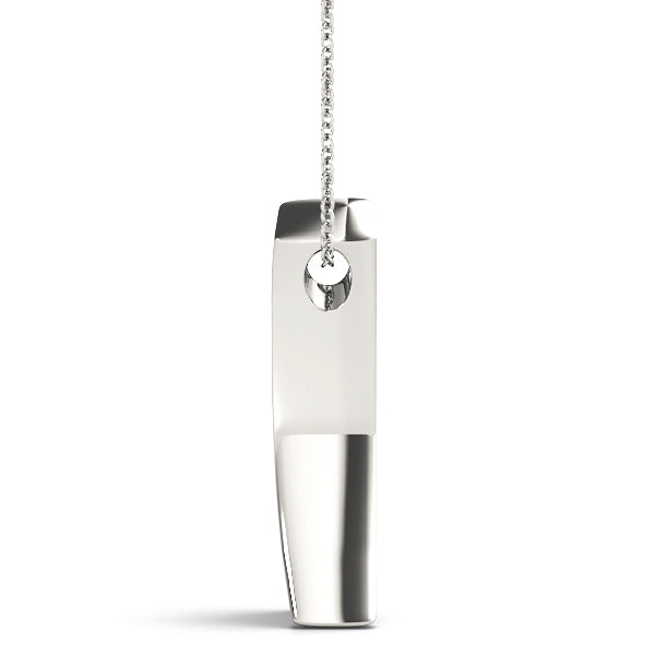 Silver Channel Set Round Diamond V-Prong Pendant