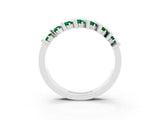 White gold Channel Set Round Emerald Anniversary Band with Vertical Prongs_9
