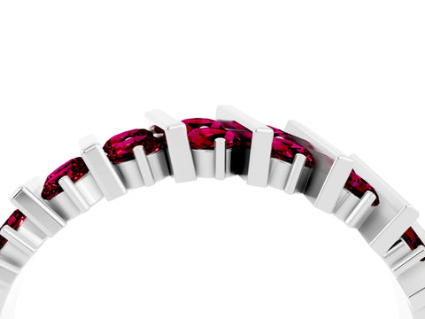 White gold Channel Set Round Garnet Anniversary Band with Vertical Prongs_10