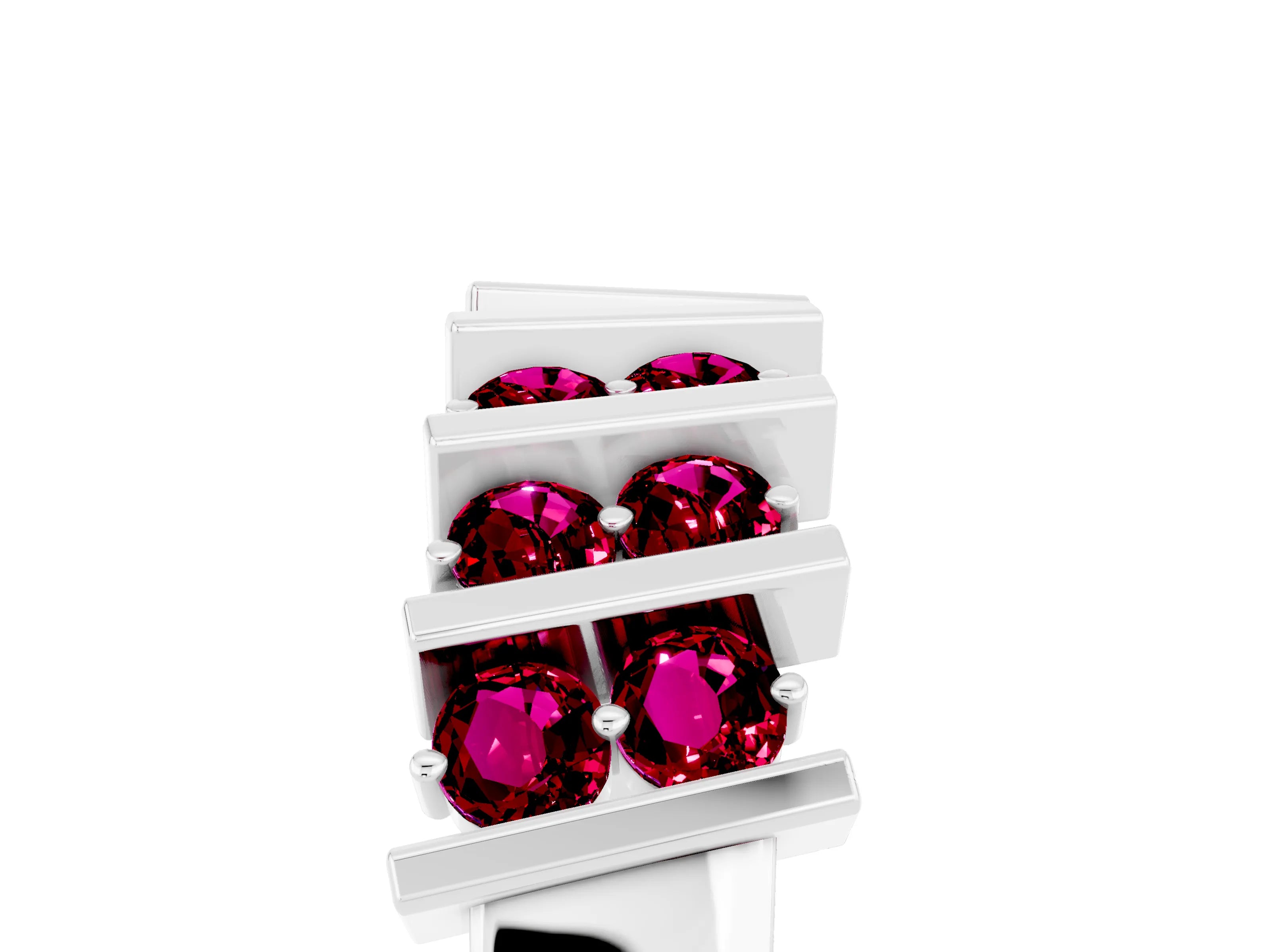 White gold Channel Set Round Garnet Anniversary Band with Vertical Prongs_11