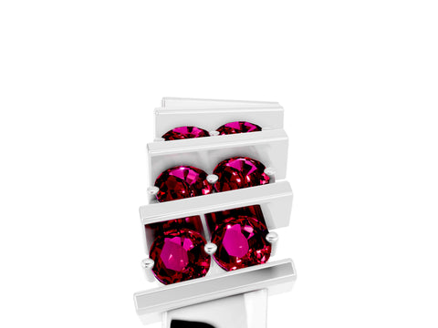 White gold Channel Set Round Garnet Anniversary Band with Vertical Prongs_11