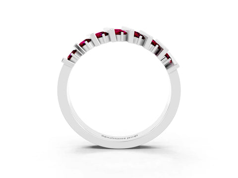 White gold Channel Set Round Garnet Anniversary Band with Vertical Prongs_9