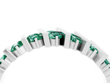 White gold Channel Set Round Green Sapphire Anniversary Band with Vertical Prongs_10