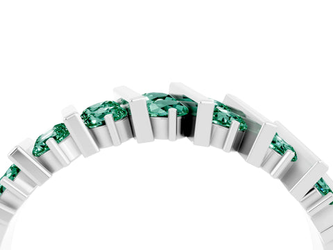 White gold Channel Set Round Green Sapphire Anniversary Band with Vertical Prongs_10