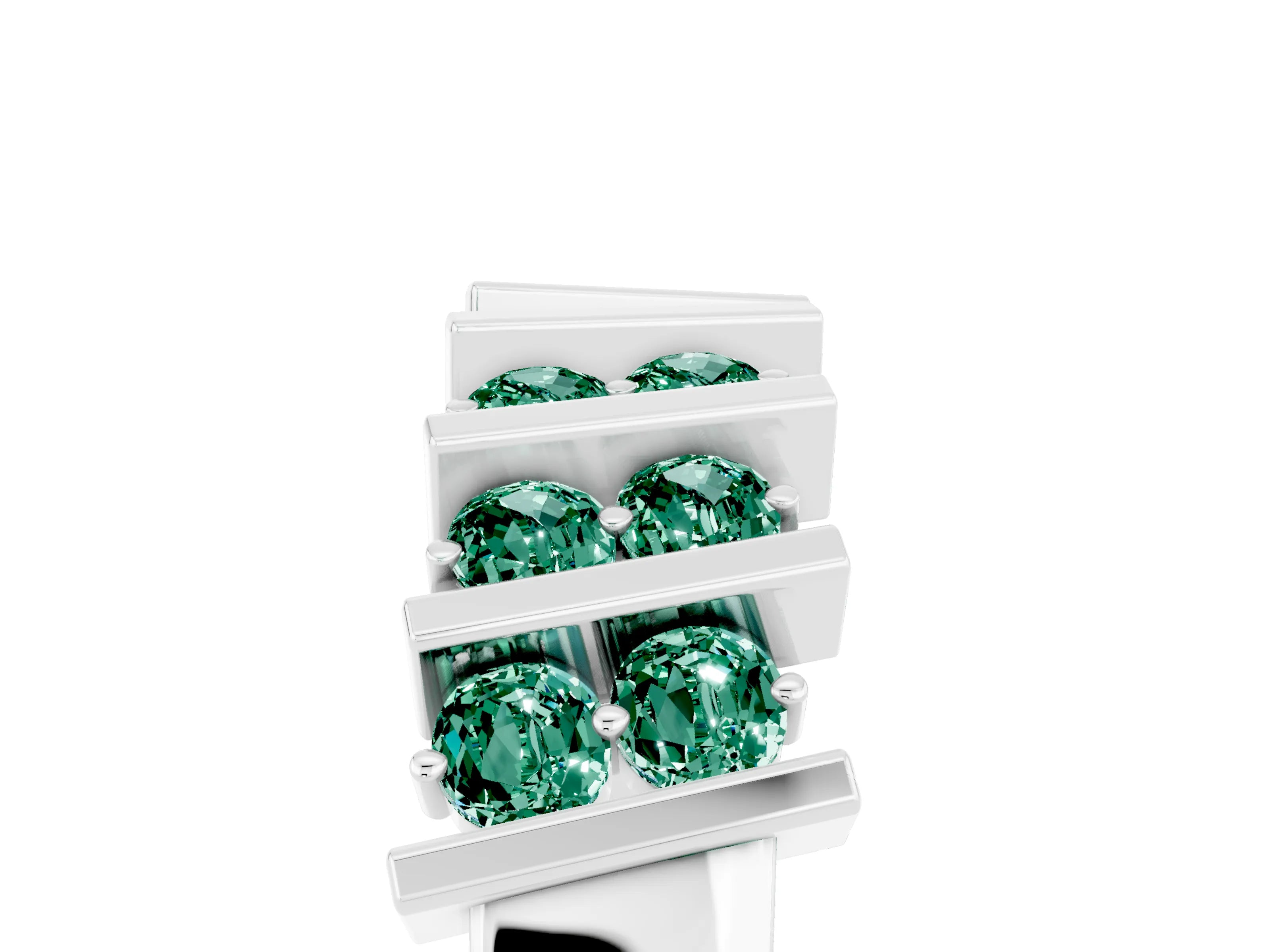 White gold Channel Set Round Green Sapphire Anniversary Band with Vertical Prongs_11