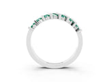 White gold Channel Set Round Green Sapphire Anniversary Band with Vertical Prongs_9