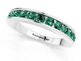 White gold Channel Set Round Green Sapphire Eternity Band_7