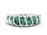 White gold Channel Set Round Green Sapphire Multi-Row Band_6