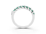 White gold Channel Set Round Green Sapphire Multi-Row Band_9