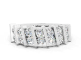 White gold Channel Set Round Moissanite Anniversary Band with Vertical Prongs_6