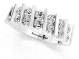 White gold Channel Set Round Moissanite Anniversary Band with Vertical Prongs_7
