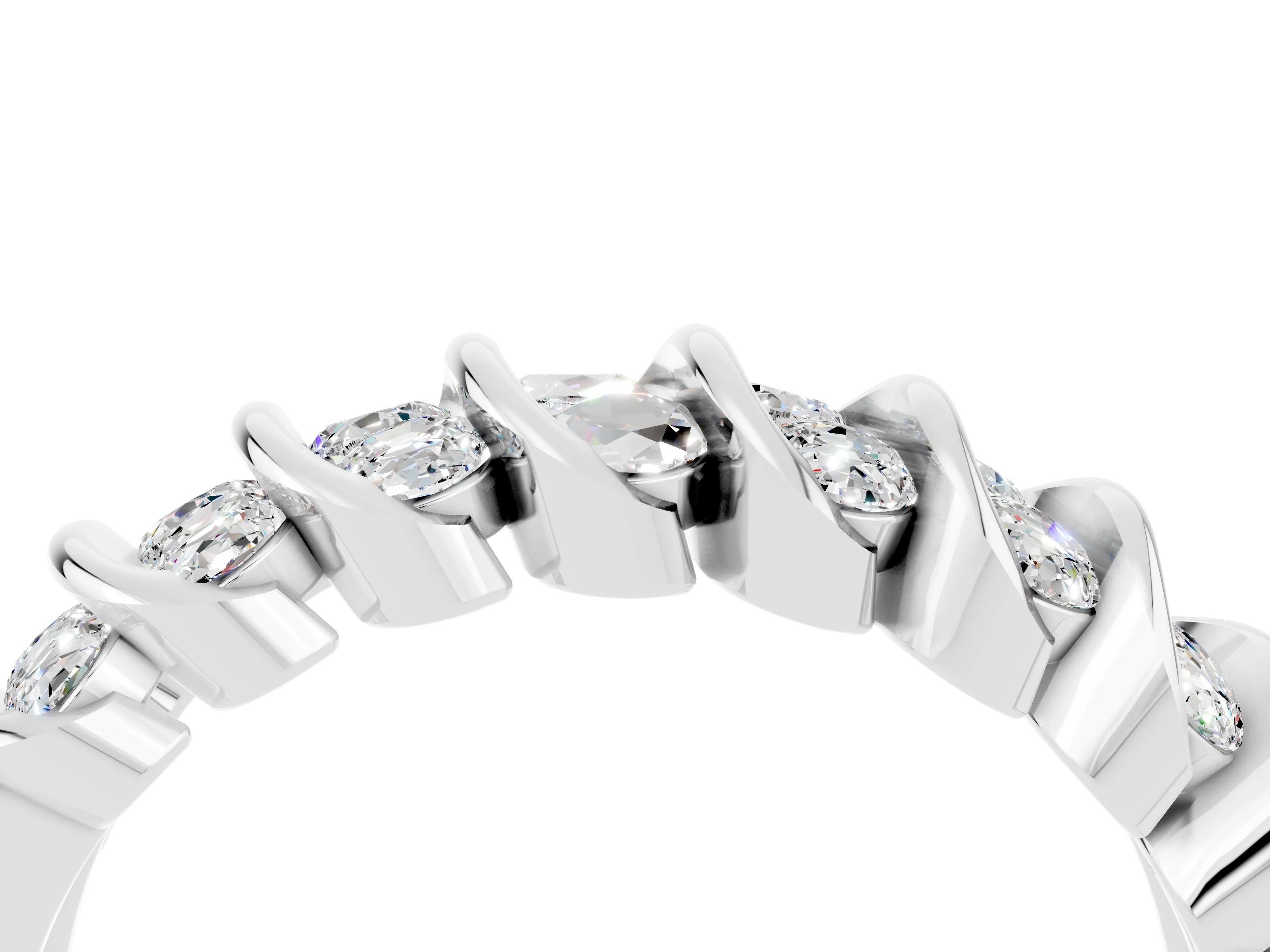 White gold Channel Set Round Moissanite Multi-Row Band_10