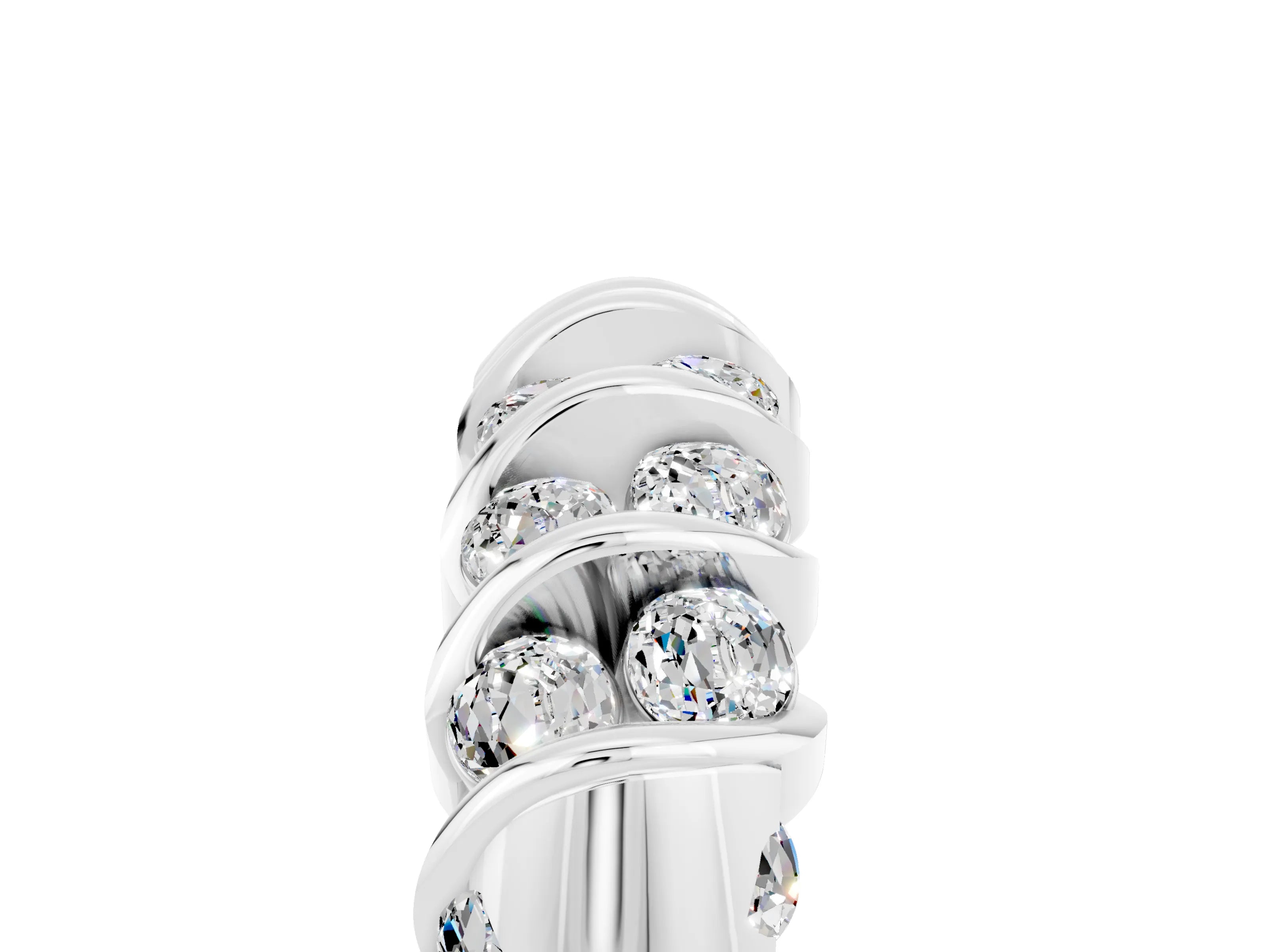 White gold Channel Set Round Moissanite Multi-Row Band_11