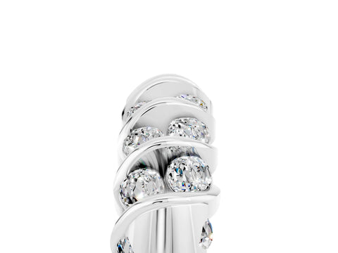 White gold Channel Set Round Moissanite Multi-Row Band_11