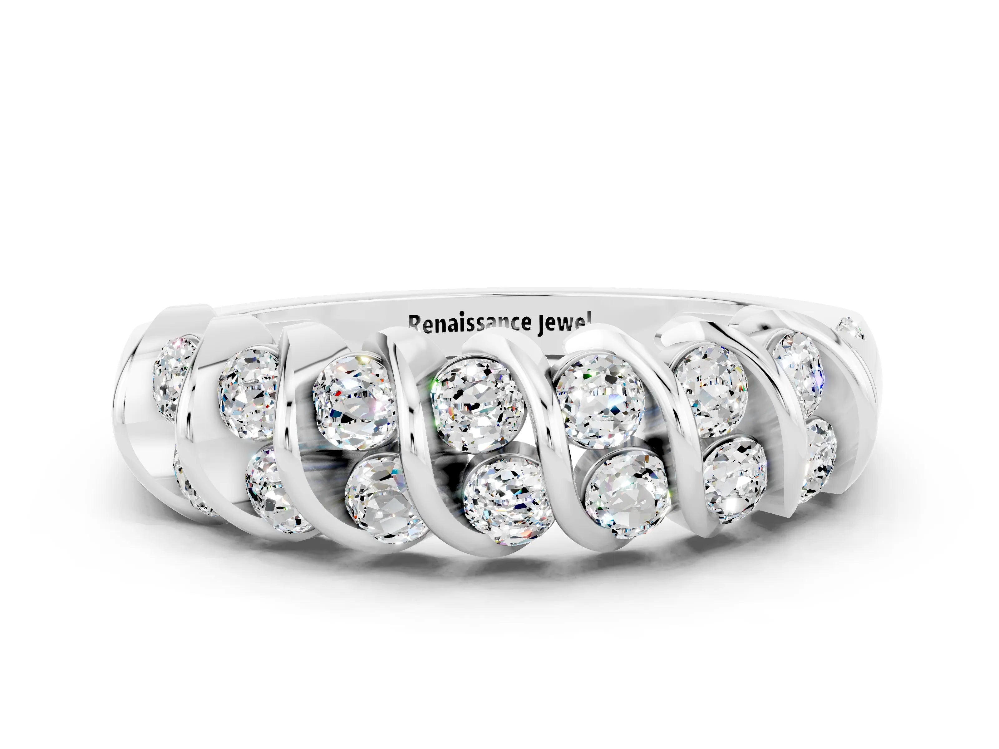 White gold Channel Set Round Moissanite Multi-Row Band_6