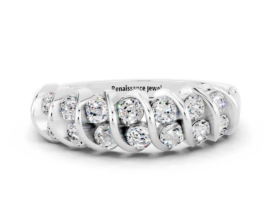 White gold Channel Set Round Moissanite Multi-Row Band_6