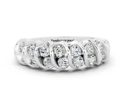 White gold Channel Set Round Moissanite Multi-Row Band_6