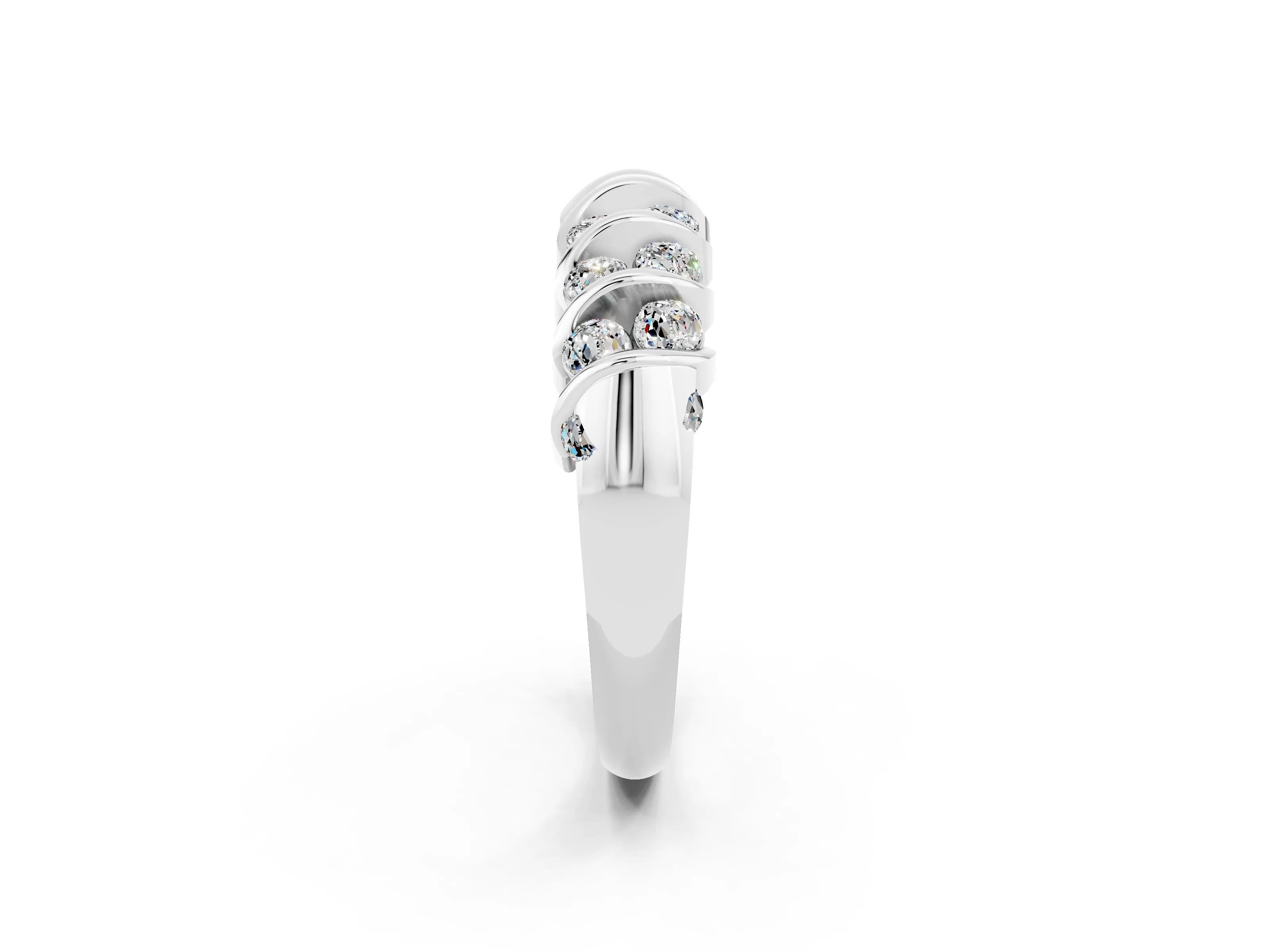 White gold Channel Set Round Moissanite Multi-Row Band_8