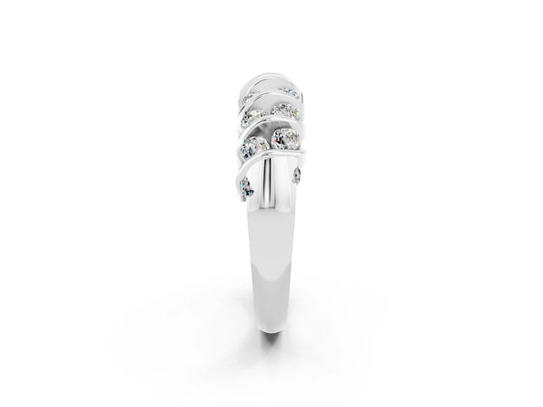 Silver Channel Set Round Moissanite Multi-Row Band