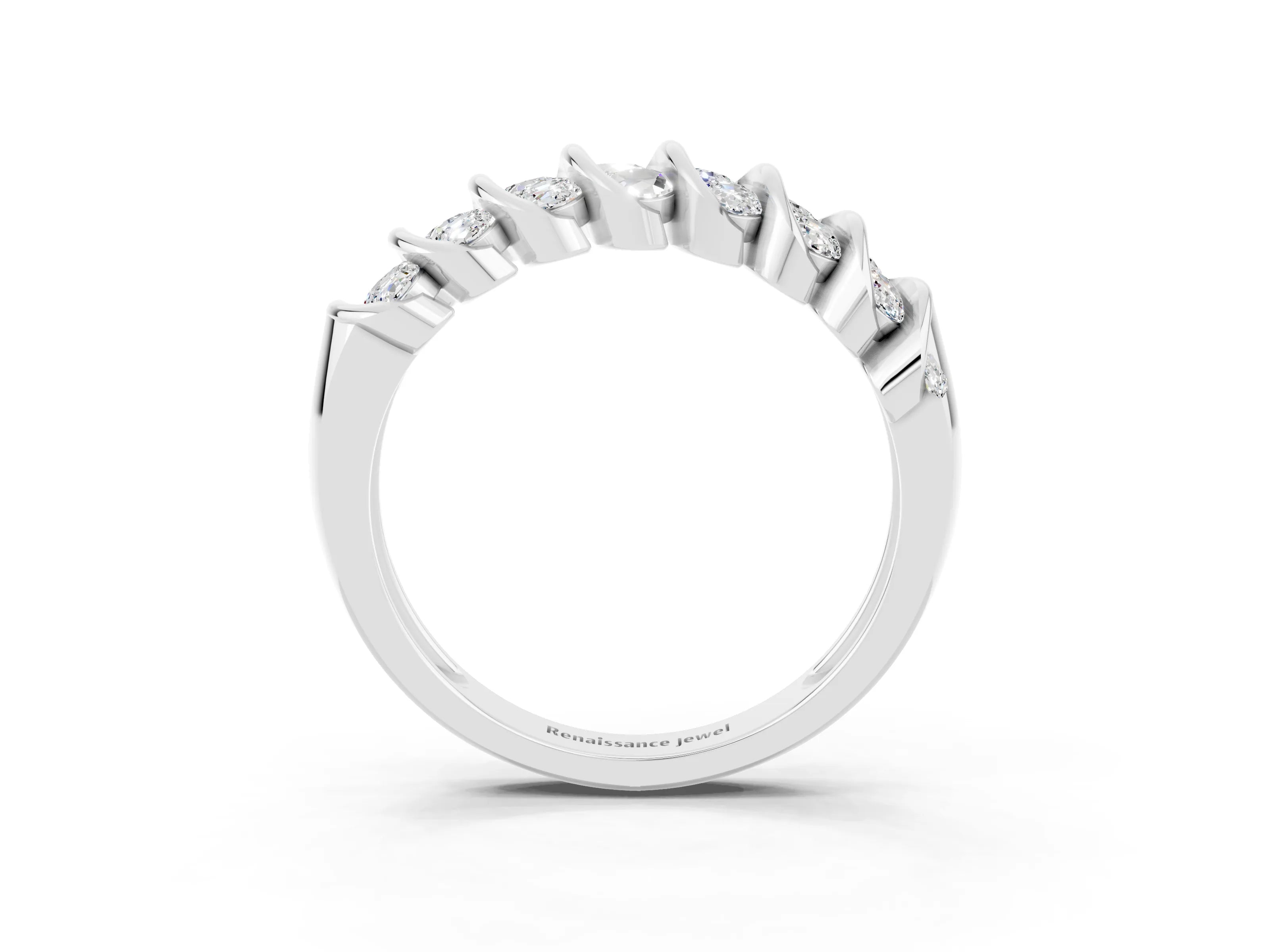 White gold Channel Set Round Moissanite Multi-Row Band_9