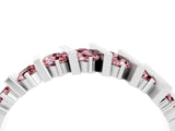 White gold Channel Set Round Morganite Anniversary Band with Vertical Prongs_10