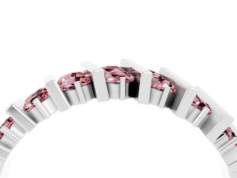 White gold Channel Set Round Morganite Anniversary Band with Vertical Prongs_10