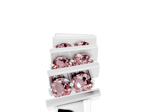 White gold Channel Set Round Morganite Anniversary Band with Vertical Prongs_11