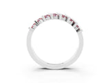 White gold Channel Set Round Morganite Anniversary Band with Vertical Prongs_9