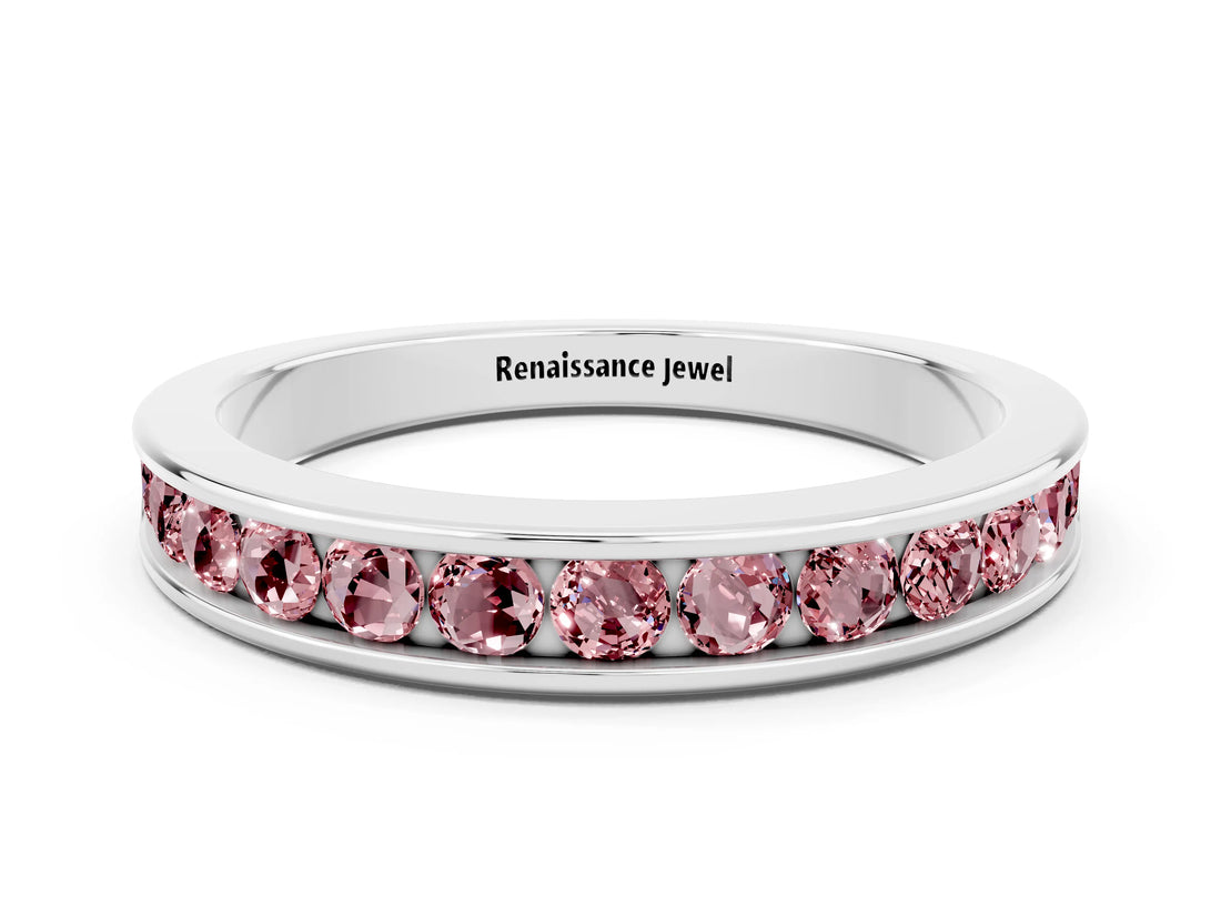 White gold Channel Set Round Morganite Eternity Band_6