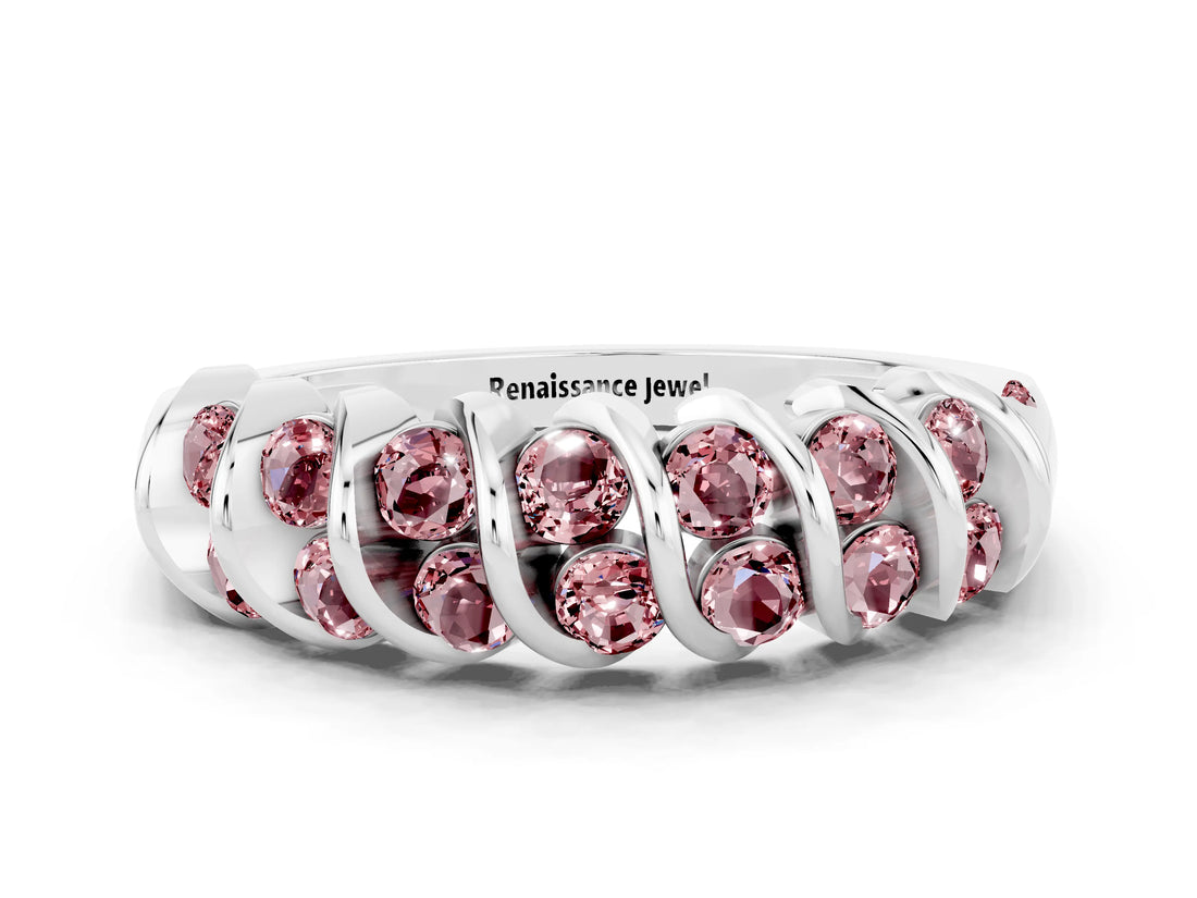 White gold Channel Set Round Morganite Multi-Row Band_6