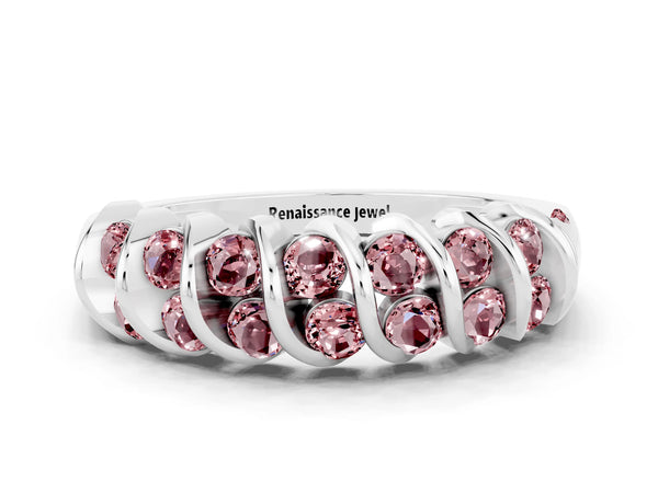 White gold Channel Set Round Morganite Multi-Row Band