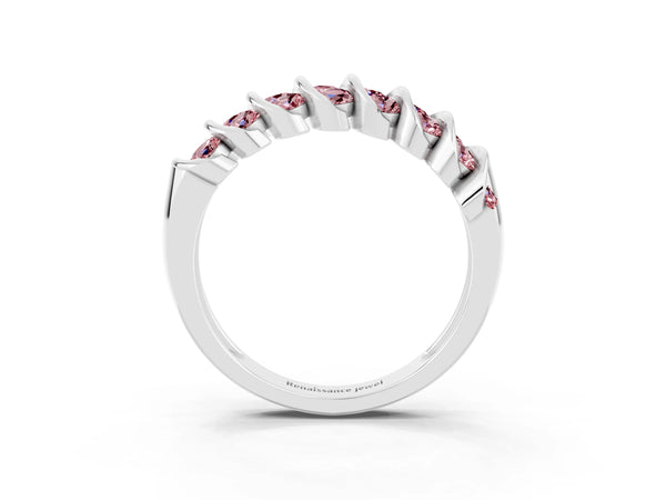White gold Channel Set Round Morganite Multi-Row Band
