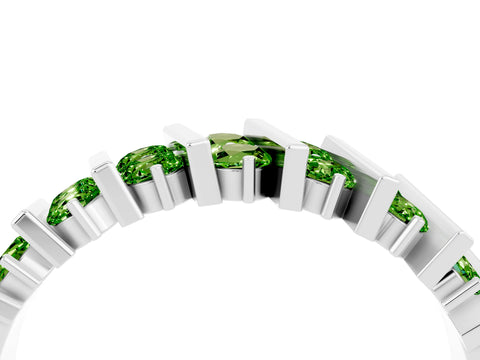 White gold Channel Set Round Peridot Anniversary Band with Vertical Prongs_10