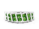 White gold Channel Set Round Peridot Anniversary Band with Vertical Prongs_6