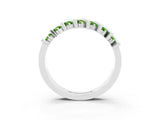 White gold Channel Set Round Peridot Anniversary Band with Vertical Prongs_9