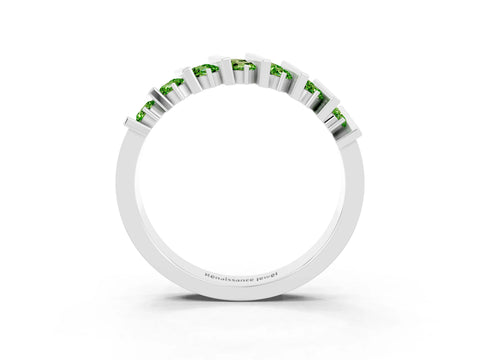 White gold Channel Set Round Peridot Anniversary Band with Vertical Prongs_9