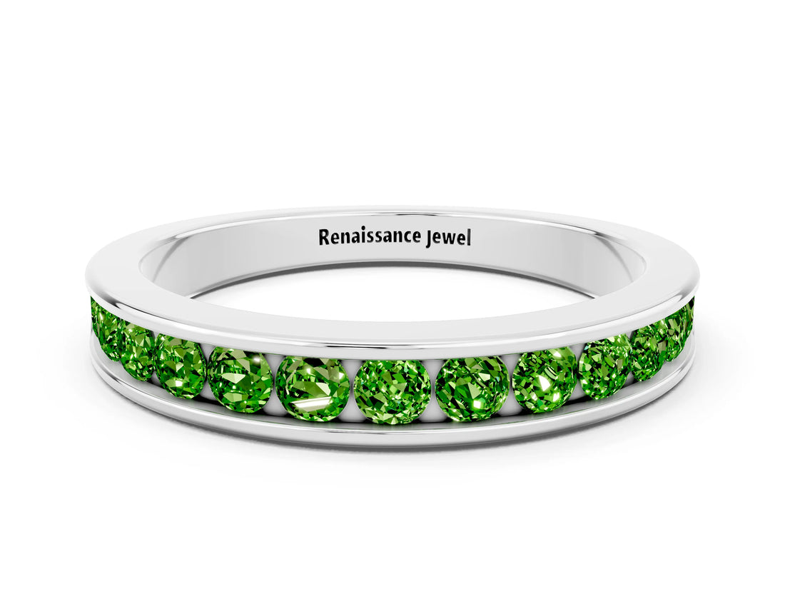 White gold Channel Set Round Peridot Eternity Band_6