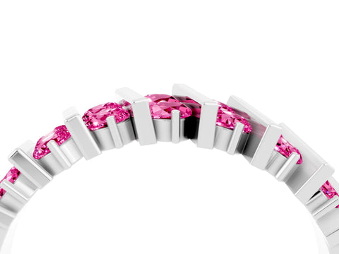 White gold Channel Set Round Pink Sapphire Anniversary Band with Vertical Prongs_10