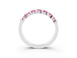White gold Channel Set Round Pink Sapphire Anniversary Band with Vertical Prongs_9